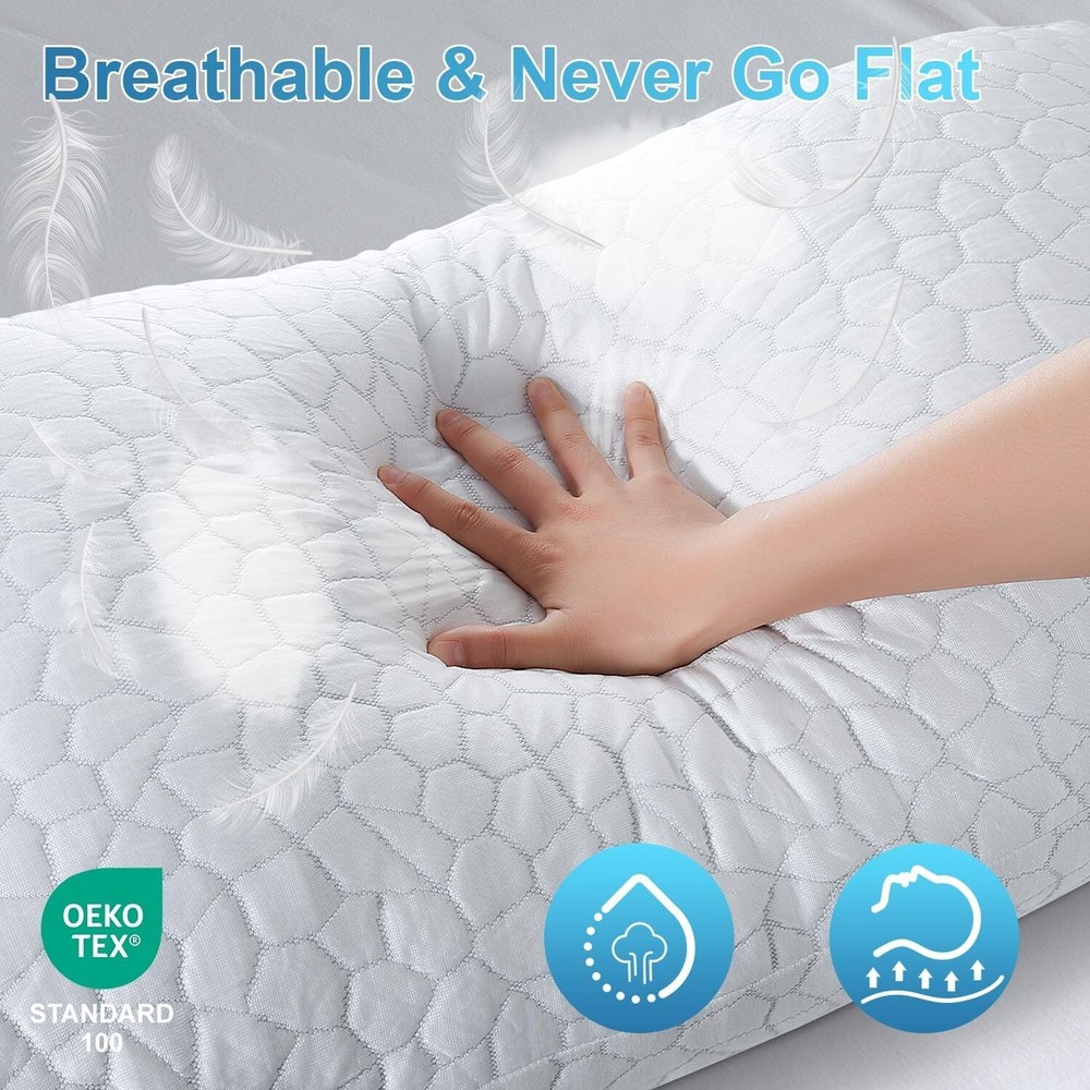 Cooling Pillows for Sleeping 2 Pack, Shredded Memory Foam Bed Pillows Queen Size