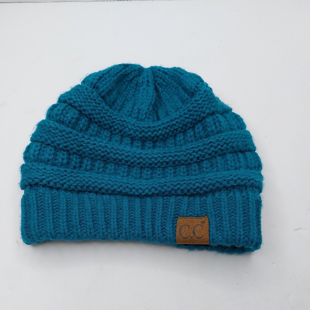 CC Teal Knit Beanie Hat Cap