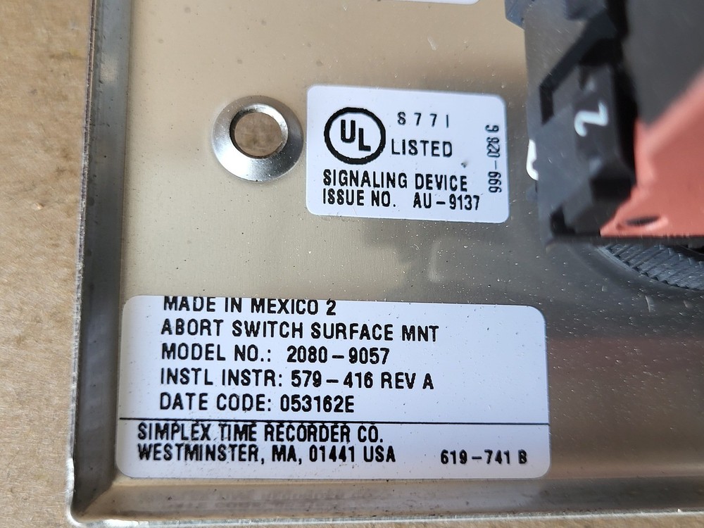 SIMPLEX Abort Switch Surface 2080-9057