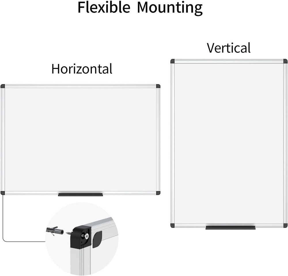 Aluminum Framed Whiteboard 36x24 - Smooth & Durable Surface