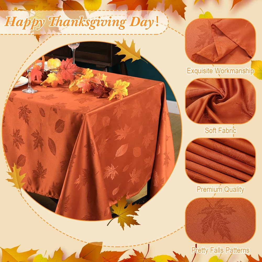 Tegeme Fall Tablecloth 60 x 120 in Autumn 60" x 120" (Rectangular), Rust