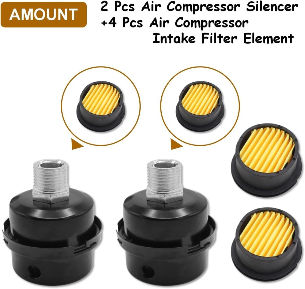 High-Quality 3/8" Air Compressor Silencer & Filter Replacement Kit, Pack of 2