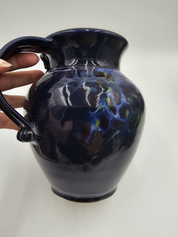 Studio Art Pottery Navy Pitcher Signed Grau Tortorella