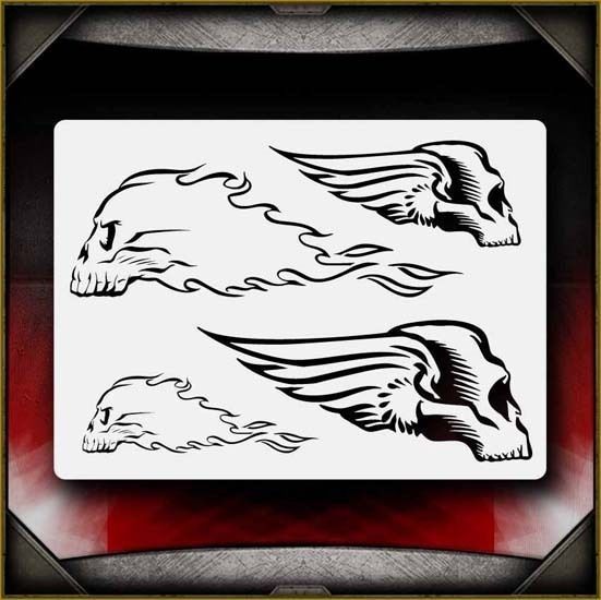 Wing & Fire Skulls Airbrush Stencil Template Airsick