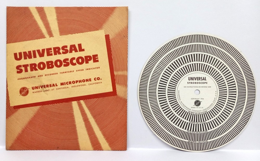 1944 UNIVERSAL STROBOSCOPE PHONOGRAPH & RECORDER TURNTABLE SPEED INDICATOR