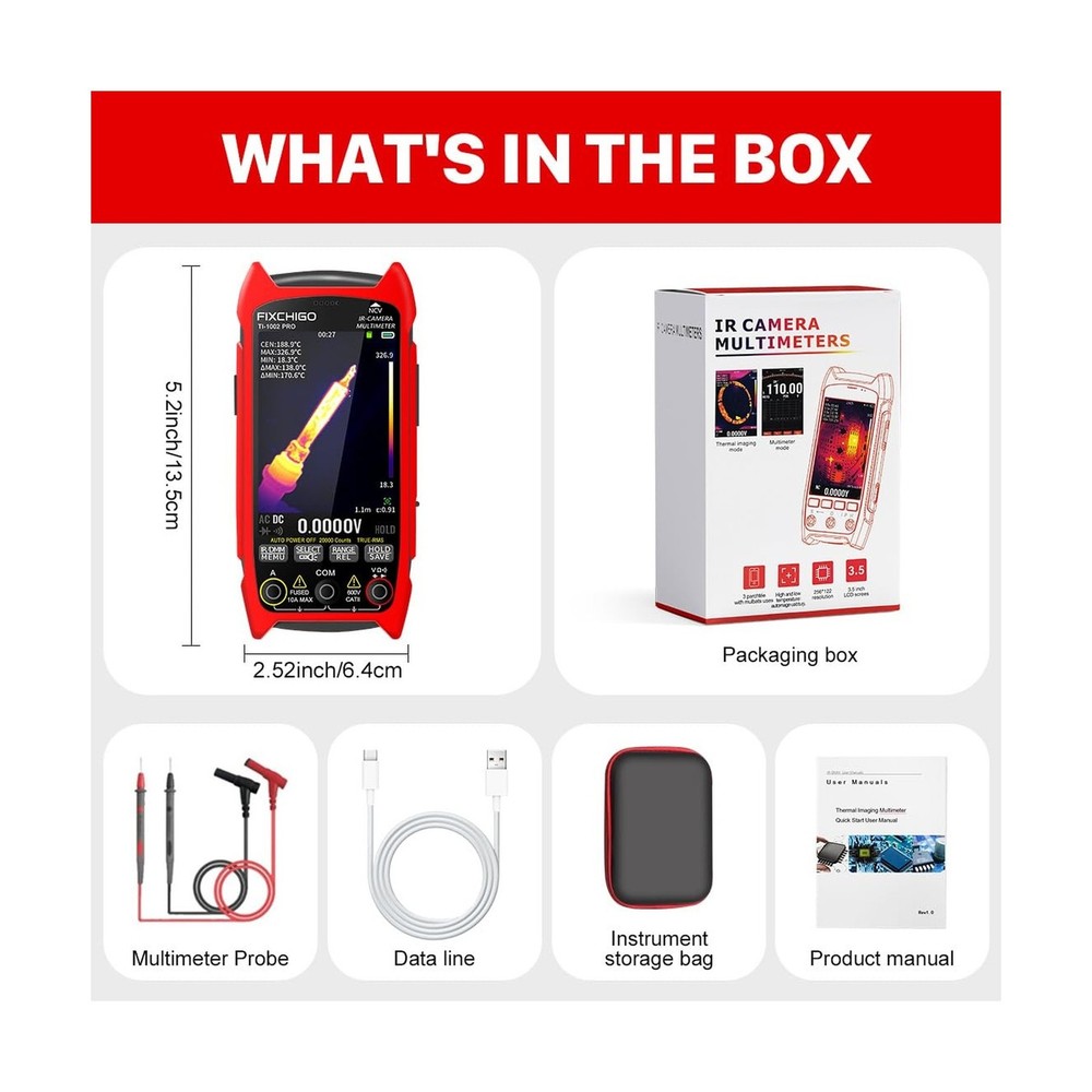 2 in 1 Thermal Imaging with 20000 Counts Multimeter Function Infrared Camera ...