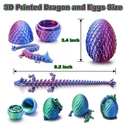 3D Printed Dragon Eggs, Mystery Crystal Dragon Egg for Easter Basket 4 Pack