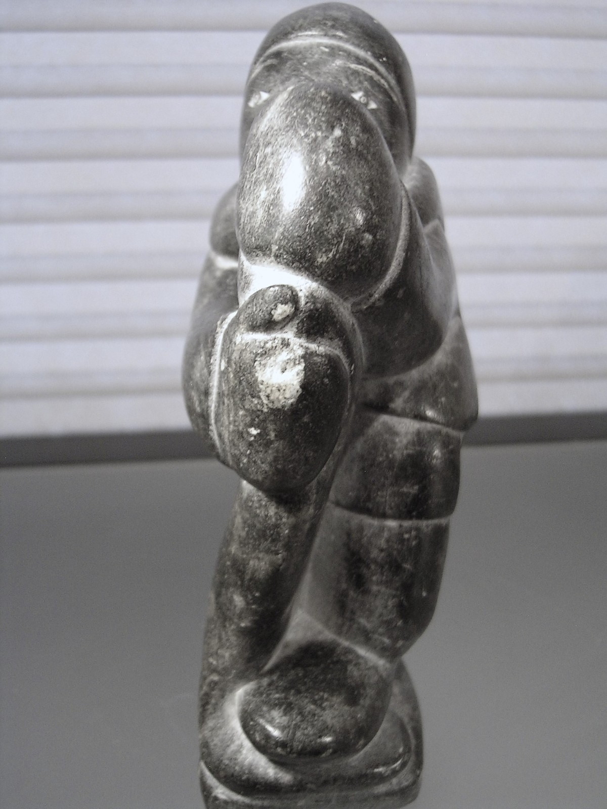 Vtg Inuit Stone Carving Sculpture Man with Seal Soapstone Signed Lucassie Amm