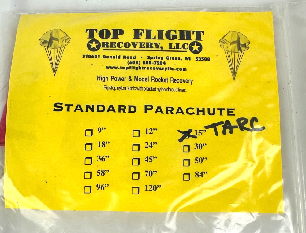 Top Flight Parachute Rip Stop Nylon Red 15"
