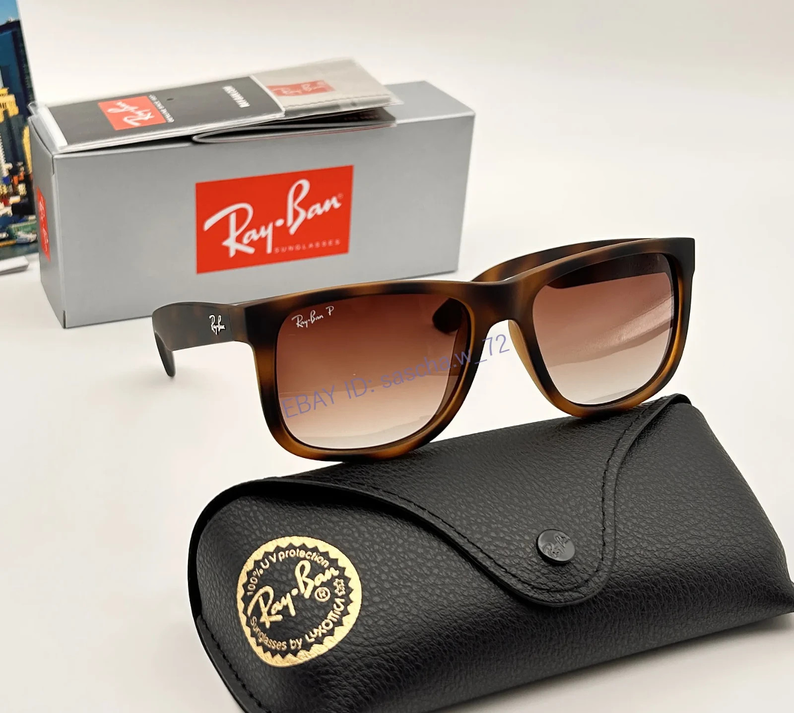 Ray-Ban RB4165 Justin 54mm Polarized Sunglasses Matte Tortoise Grey Brown Lenses