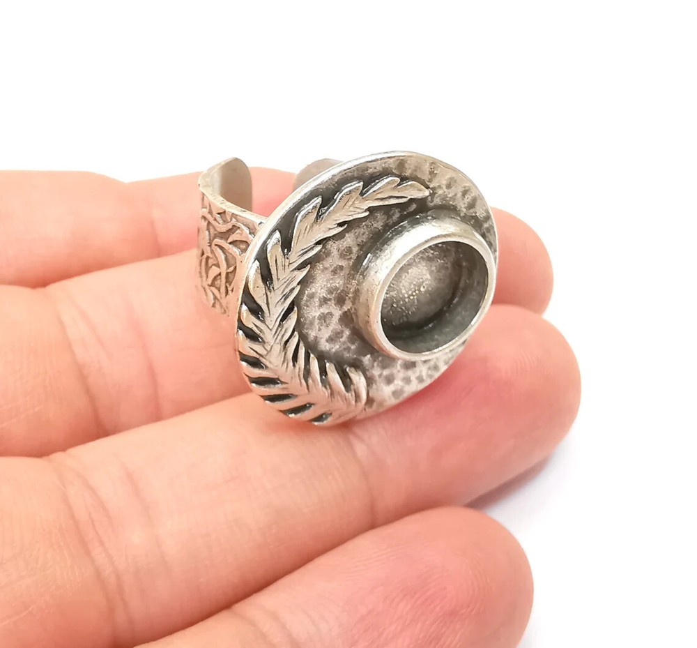 Fern Leaf Ring Blank Settings, Cabochon Mounting, Adjustable Resin Ring Base