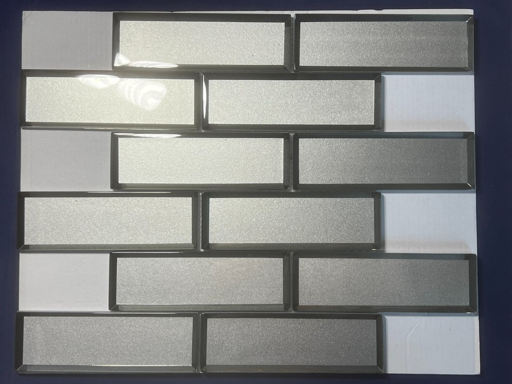 M28 Silver Glass Rectangle Mosaic Tile Kitchen Bathroom Backsplash, 7 sheets