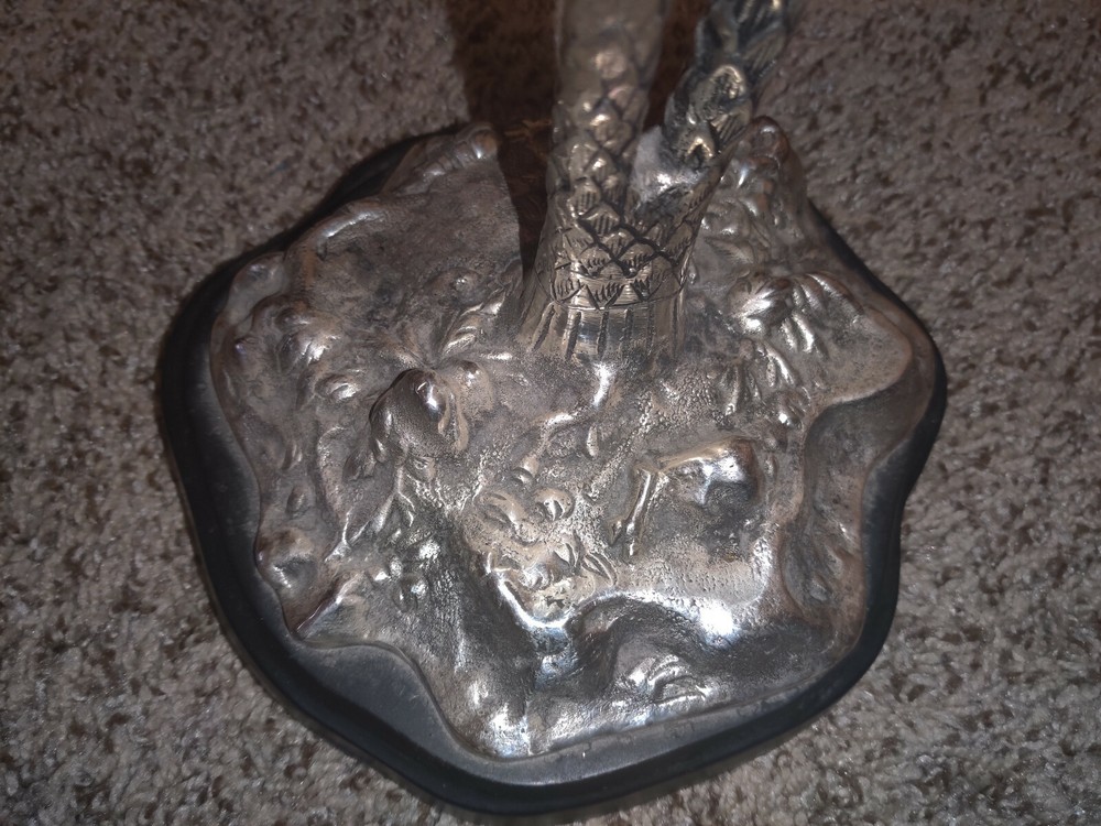 JIJ DESIGN Electro plated nickel silver ELEPHANT UNDER PALM TREE PLANT/BOWL