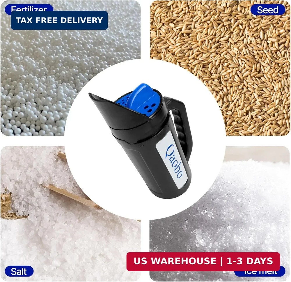 3-Adjustable-Setting Handheld Spreader, Multi-Use Lawn Spreaders for Fertilizer,