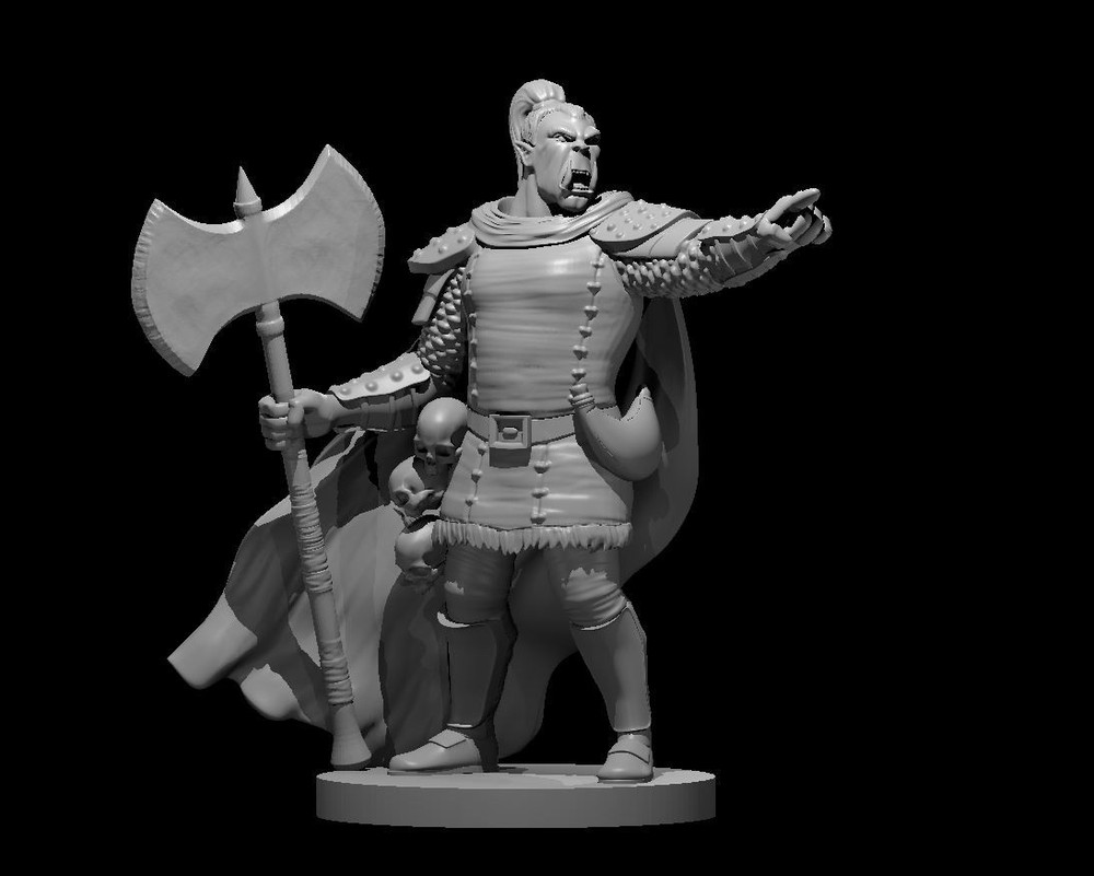 Orc War Chief Warrior Fighter Barbarian 28mm Scale DND D&D Tabletop Mini