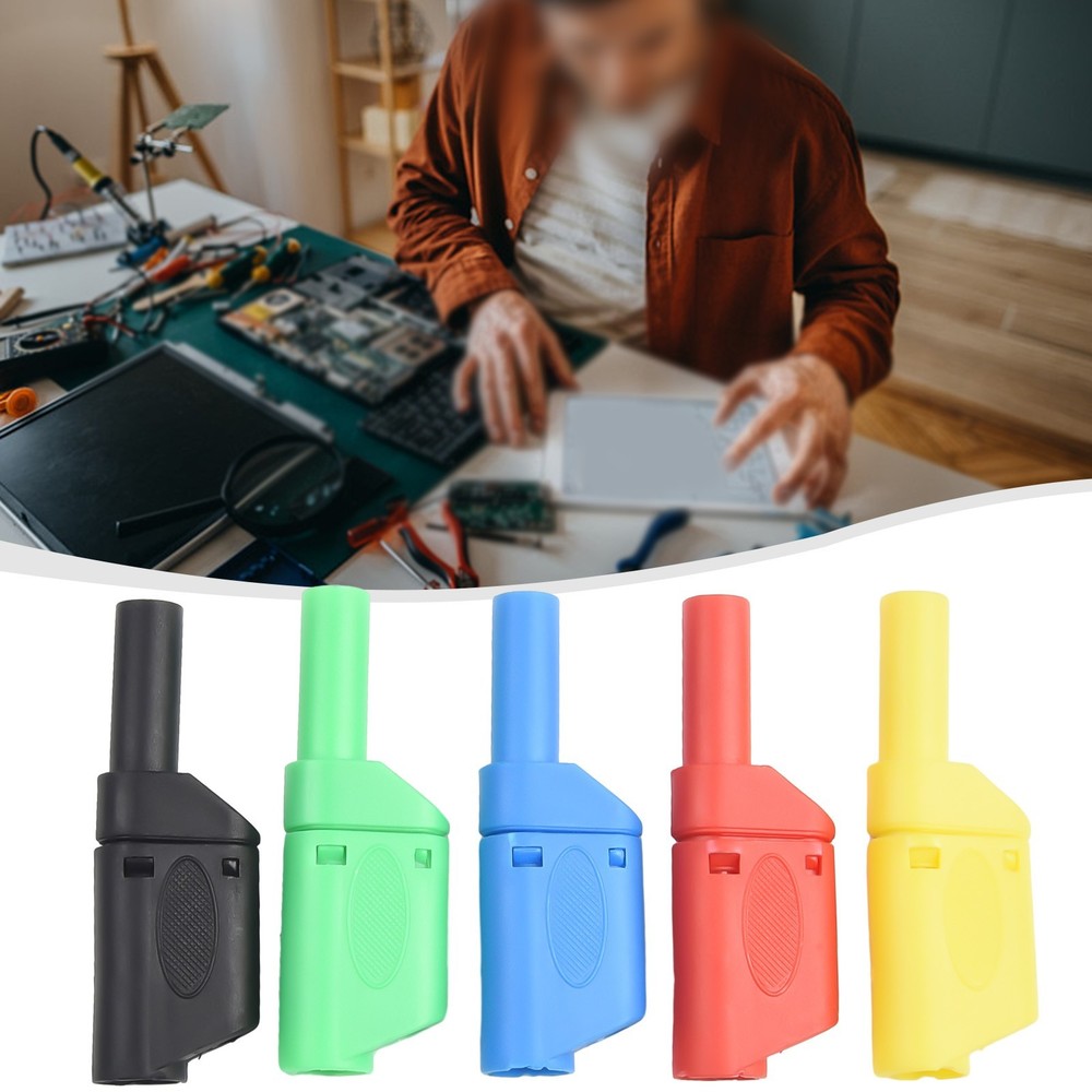 Retractable Sheath Stackable Solder Connectors 5pcs Set 4mm Safety Design