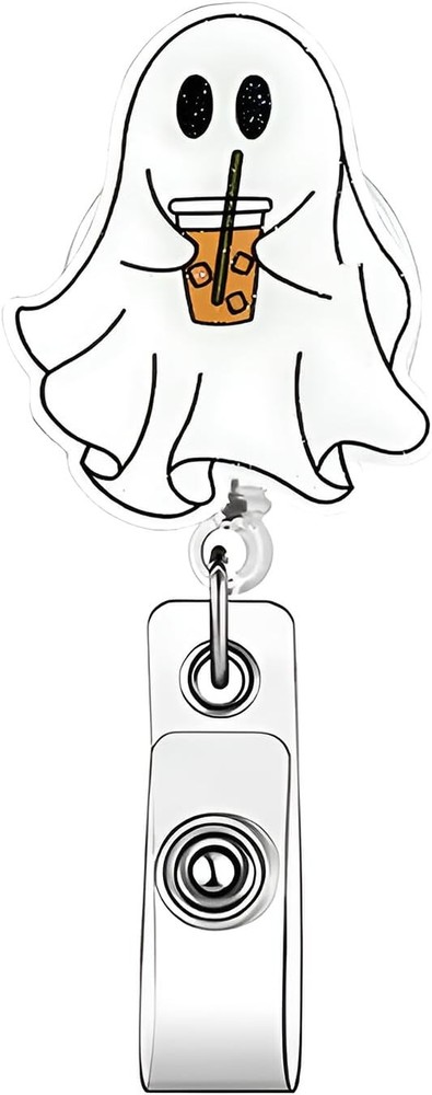 Halloween Badge Reel Retractable Cute Ghost Nurse Style10