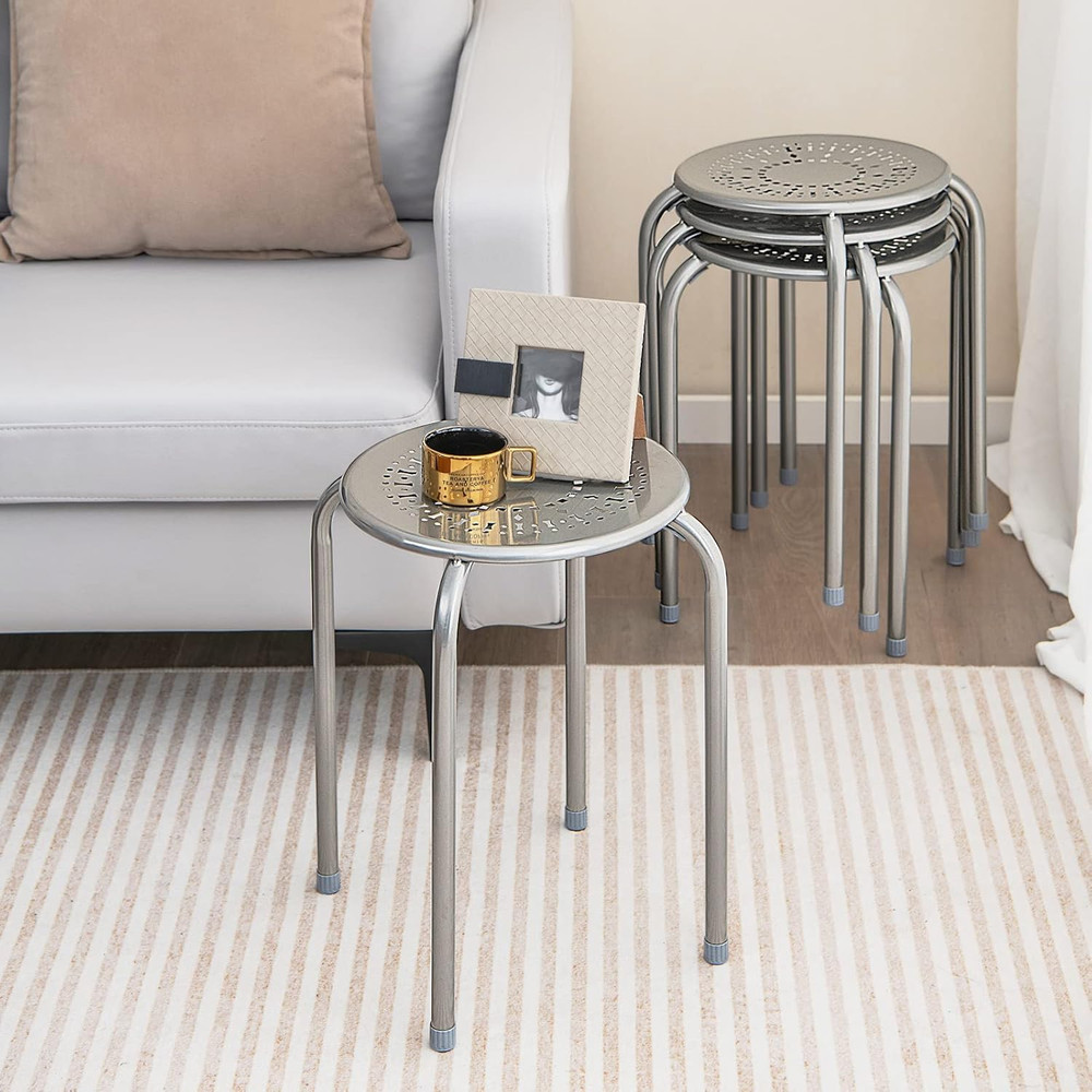 Multipurpose Stool Chairs, Small Stool Sets, Metal Stool with Dome, Stackable Ba