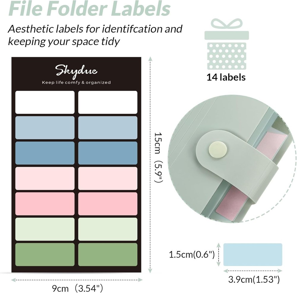 Light Green Expanding File Organizer with 8 Pockets & Labels - Portable Solution