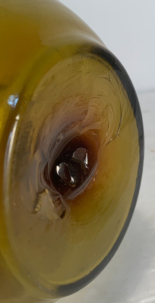 Handblown Glass Decorative Pitcher, Indented Design, Brown/Ambe