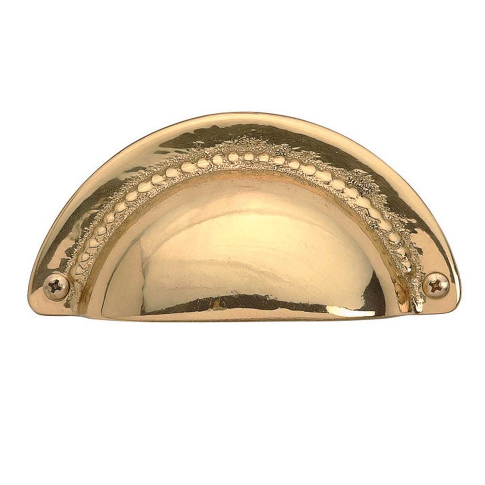 Cabinet Bin Pull Bright Solid Brass Cup Hooded Drawer Pull for Kitchen Cabinets