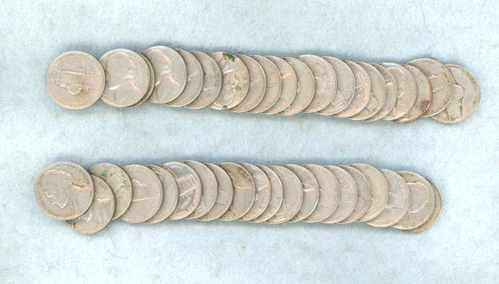 1954 D ~ JEFFERSON NICKEL ROLL ~ 40 COINS ~ CIRC