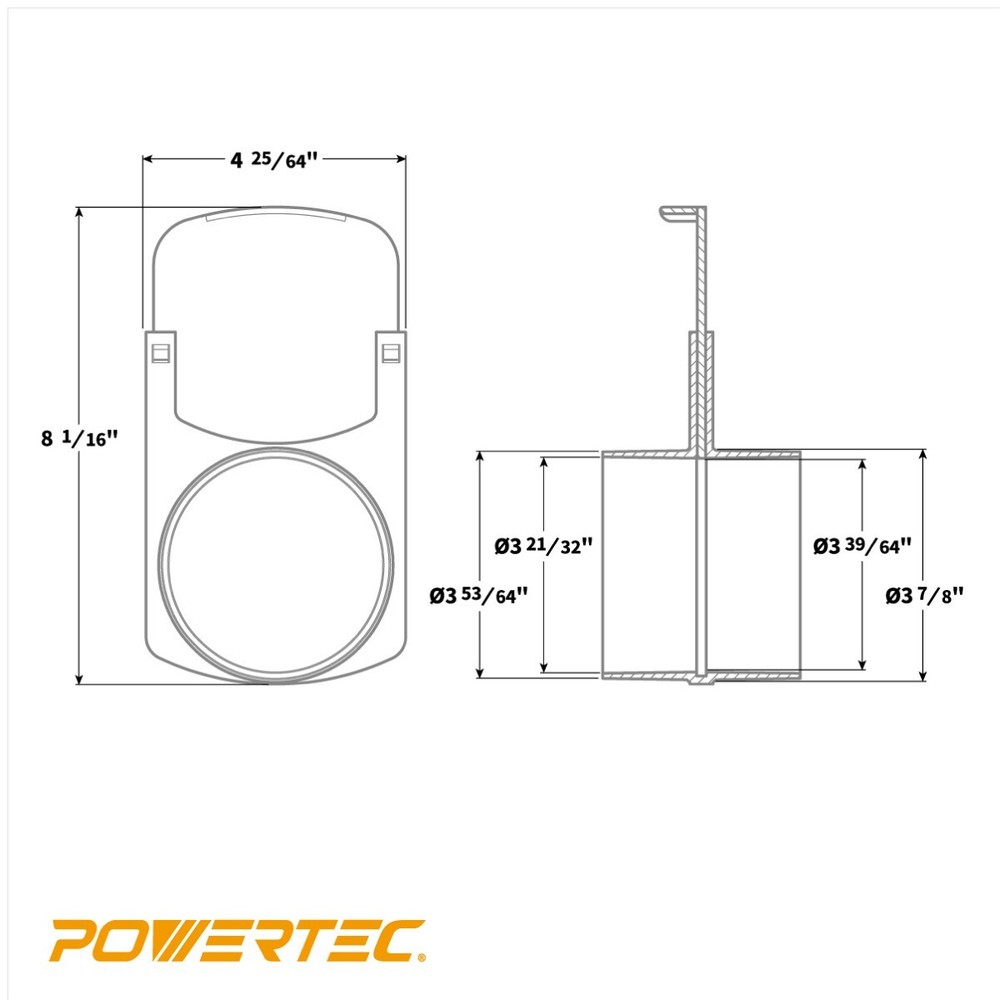 POWERTEC 70295-P4 4-Inch Integrated Blast Gate Clog Resistant, 4PK