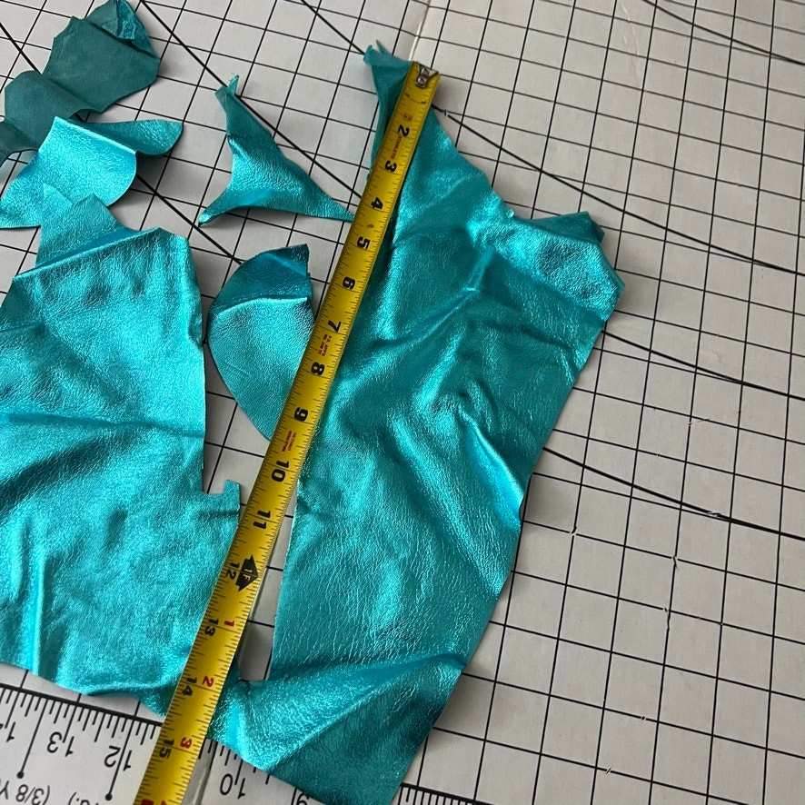 Turquoise Leather Scraps Fabrics