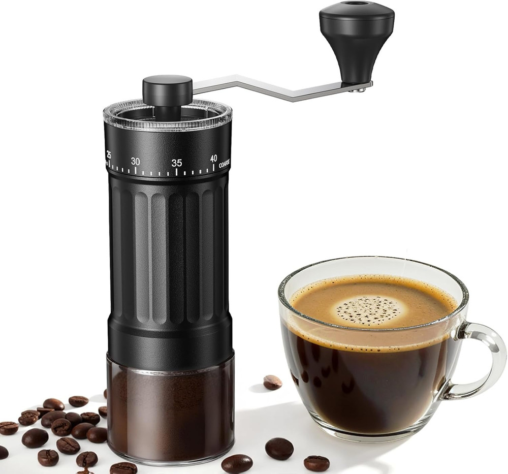 Mini Manual Coffee Grinder w/ 40 Adjustable Settings Portable Hand Coffee Bean