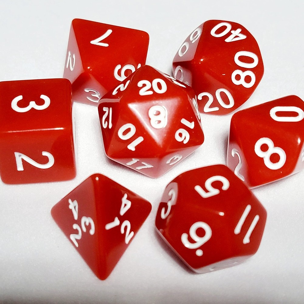 Basic Red 7 Dice Set Poly RPG DnD Dungeons Dragons AD&D Pathfinder d20