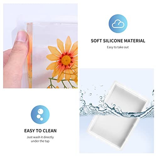 3 Pcs Rectangular Silicone Molds for Resin Large Resin Mold Glossy Deep Square