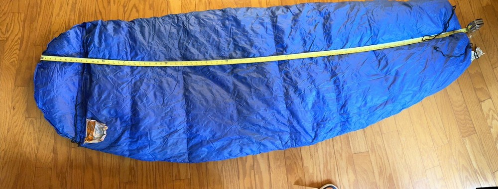 Vtg Pack-In Products Duck Down Sleeping Bag Mummy Blue Packable EUC Right Zip