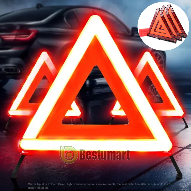 17-inch 3 Pack Warning Triangle DOT Approved Reflective Warning Road Safety