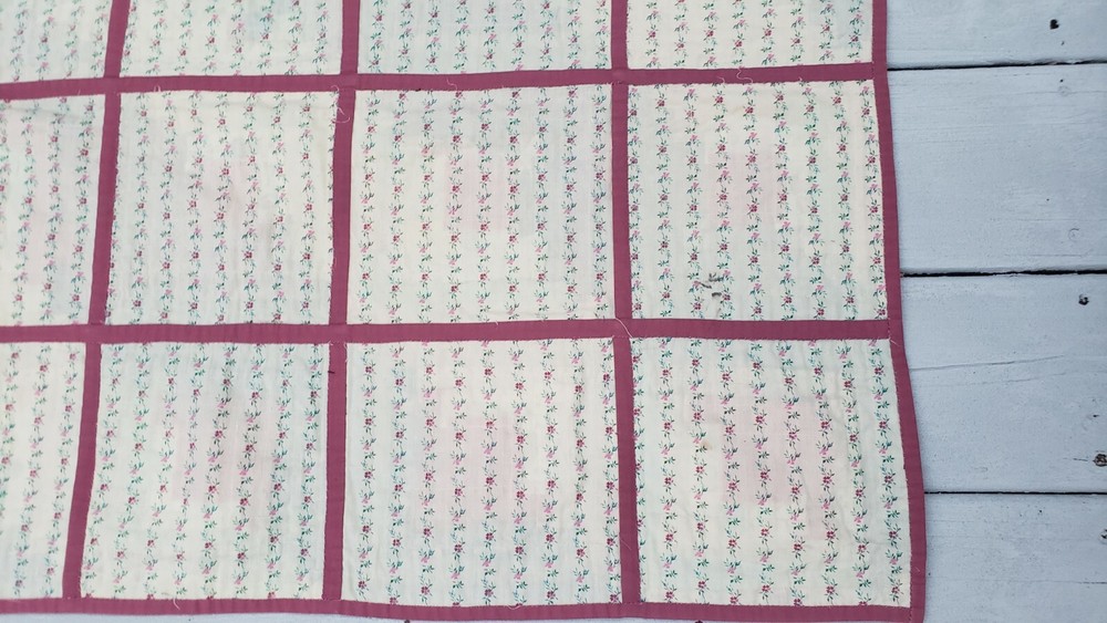 Vintage Log Cabin Quilt Fields & Furrows 70s patchwork 58” x 72” Whimsy Fabrics