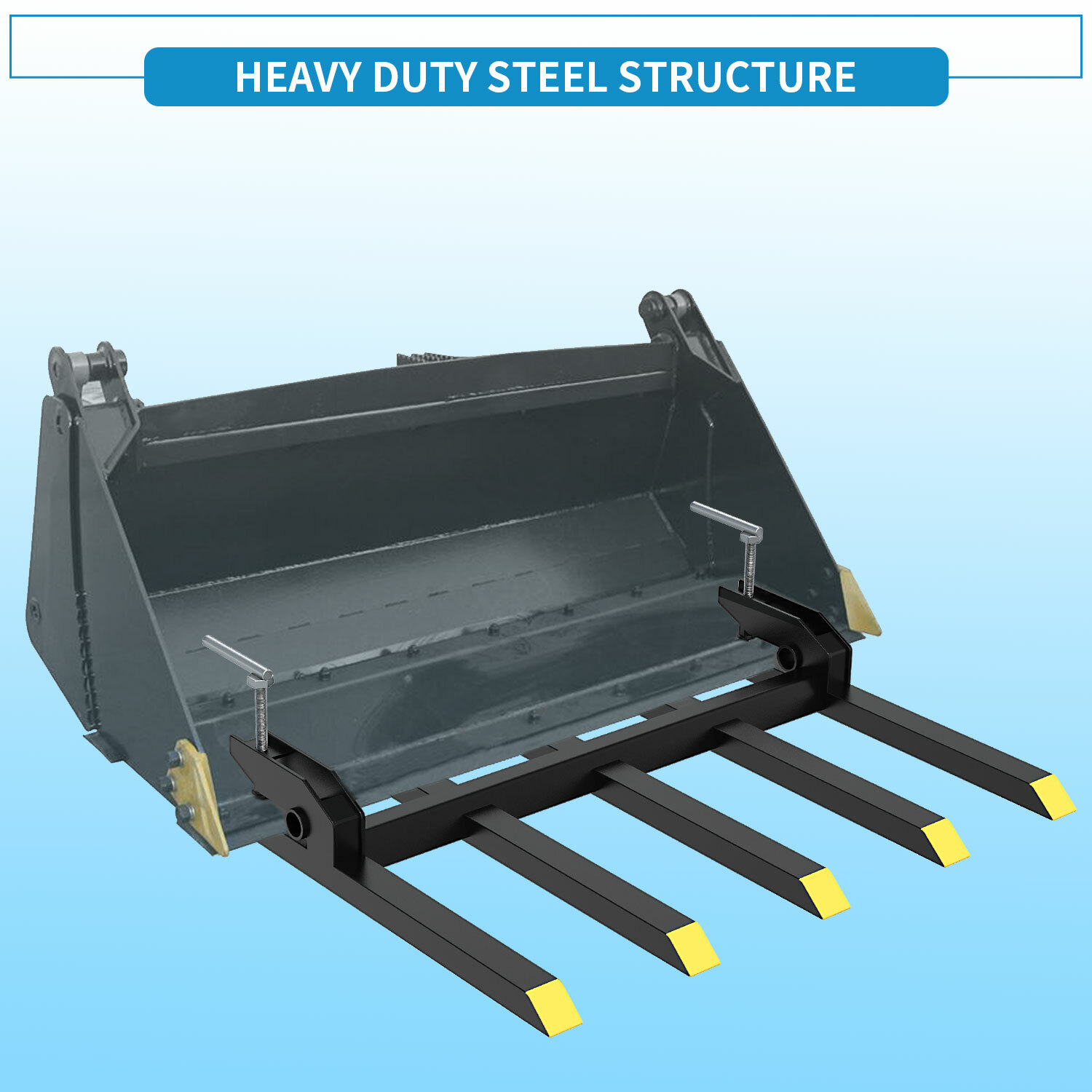 42" Clamp Debris Forks Tractor Skid Steer Loader Bucket Pallet Forks Heavy Steel