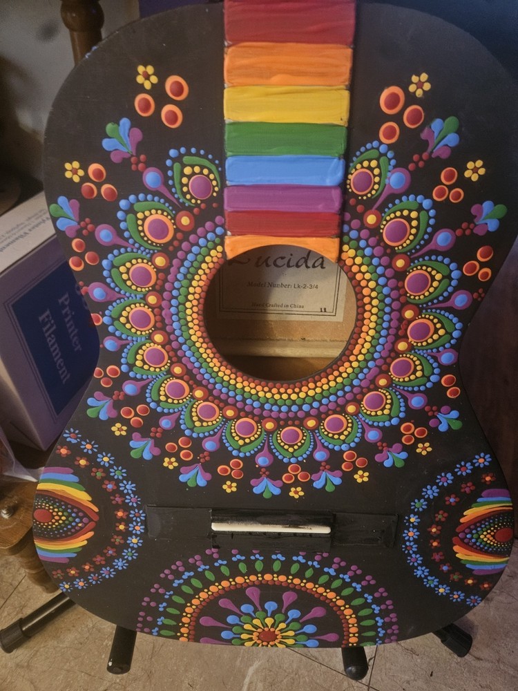 Lucida Handpainted Guitar Acoustic Guit Multicolor Design 6 String