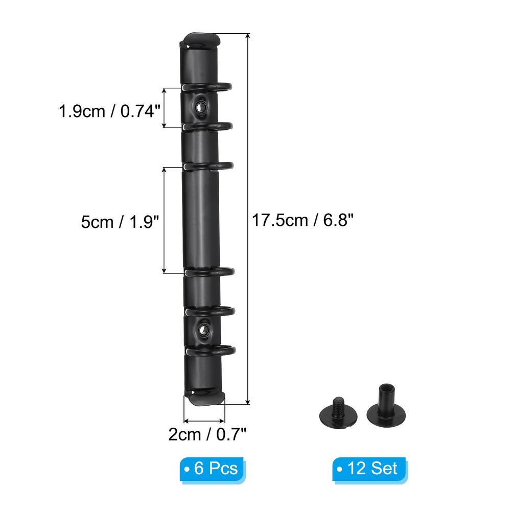 A6 Ring Binder Mechanisms, 6 Set 6-Hole Replacement Binder Planner, Black