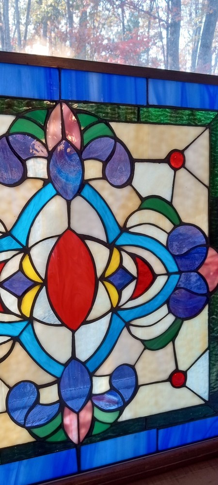 Stained Glass Window Hanging Panel *Artisan Statement Piece* 19.5" Square