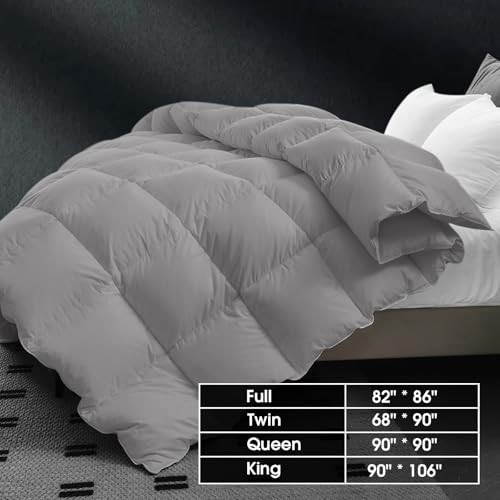 Size Feather Down Comforter - All Season Duvet Insert, Full Dark Grey