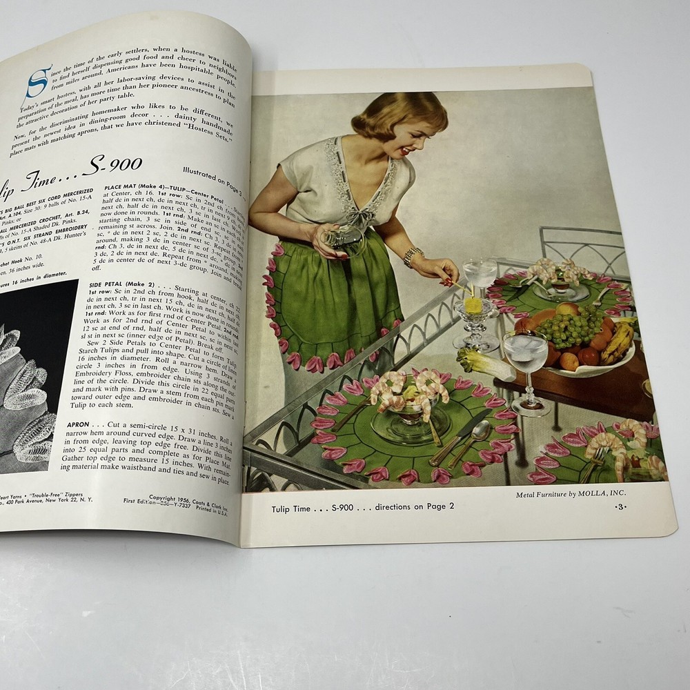 1956 Coats & Clark's Hostess Book Crochet Needlework Pattern 325