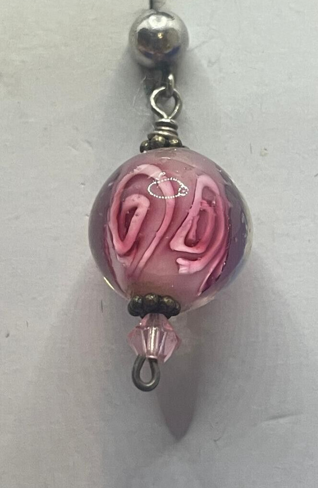 Pink Art Glass Drop Earrings
