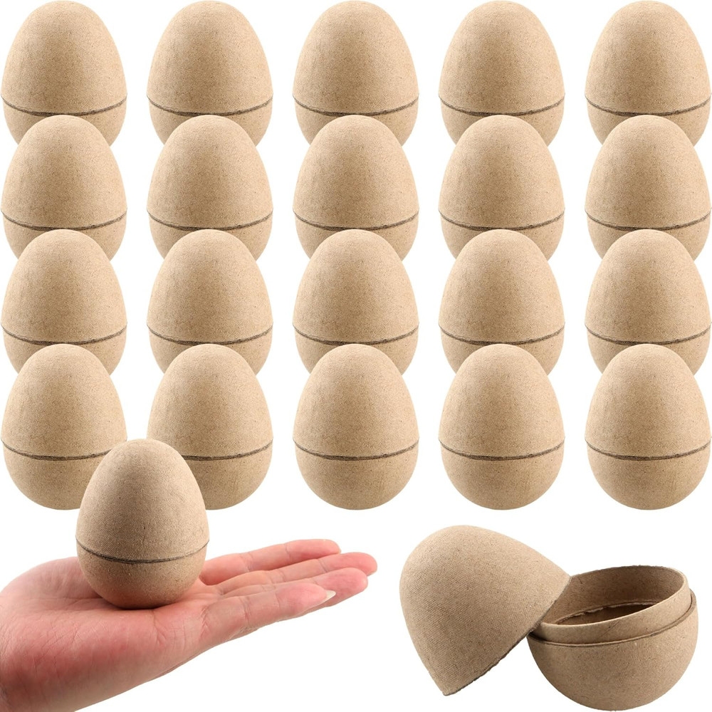 24 Pack Paper Easter Eggs 3.2 Inch Paper Mache Eggs DIY Easter Paper Eggs for...