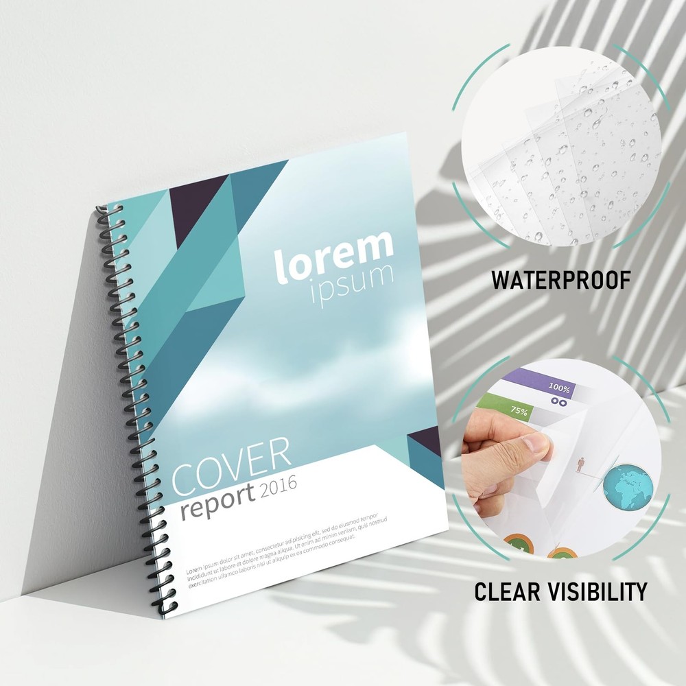 8 Mil PVC Binding Presentation Covers, COIDEA Clear Report Covers for Binding, B