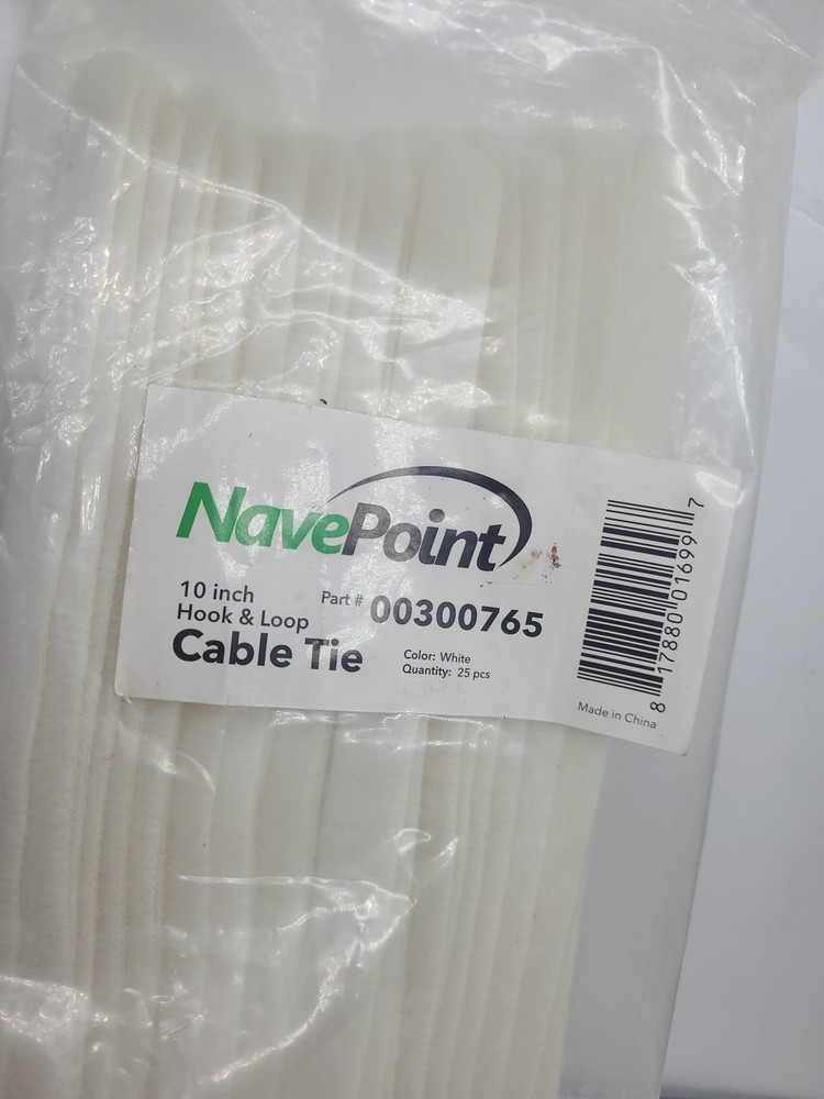 NavePoint 10 Inch Hook and Loop Cable Ties - 25 Pack -white
