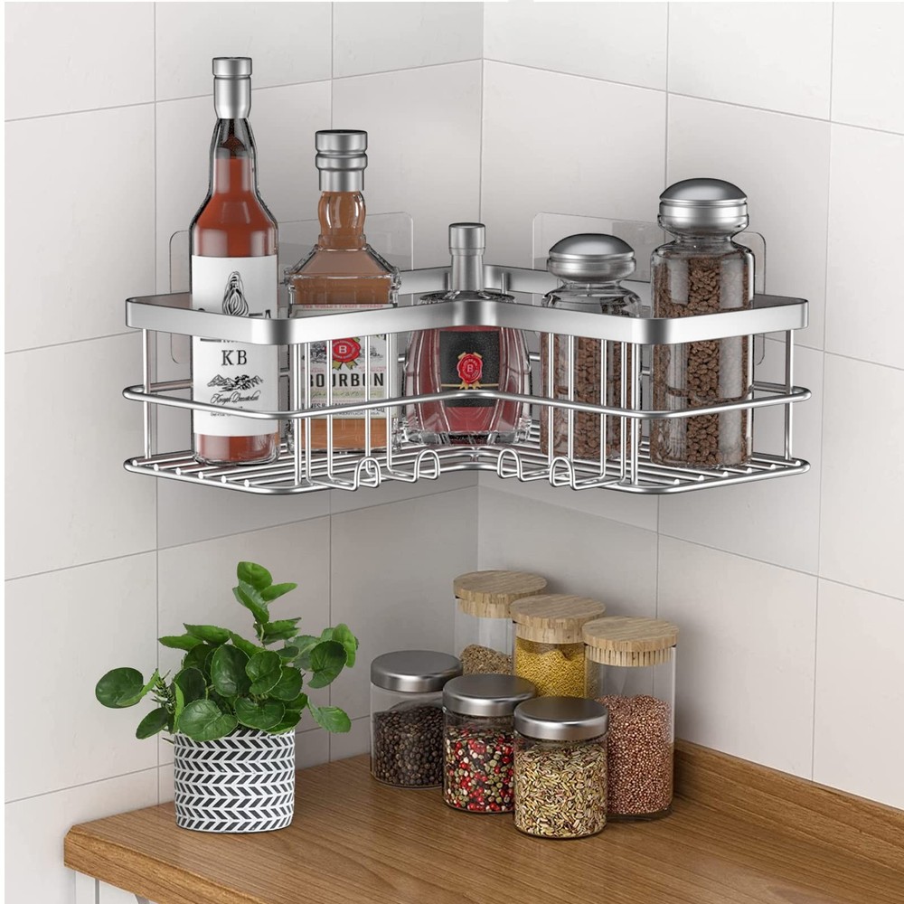 Corner Shower Caddy, Adhesive Shower Shelves No Drilling [2-Pack], Rustproof ...