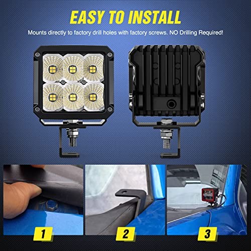 Ditch Light Bracket Hood Mount Brackets for Front A-Pillar For F150 2015-2023