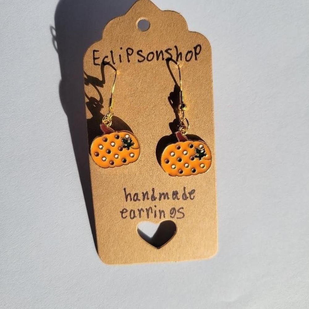Handmade Gold Pumpkin Earrings