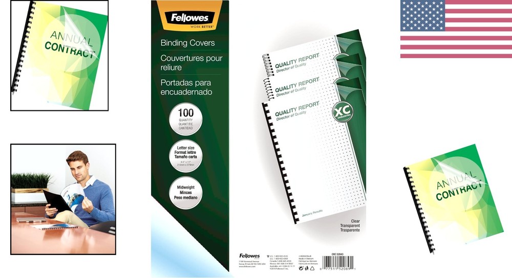 Durable 8mil Clear Binding Covers, Letter Size, 100-Pack for Document Protection