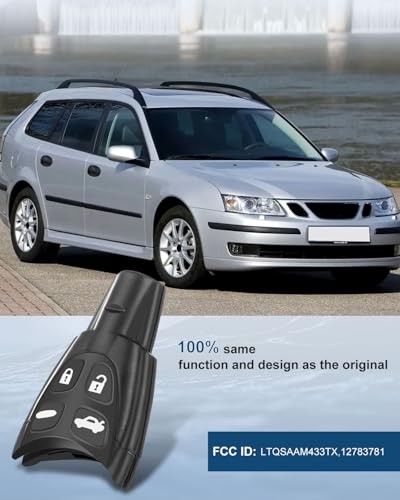 for Saab Key fob Case Replacement for Keyless Entry Remote Control Car Key 1