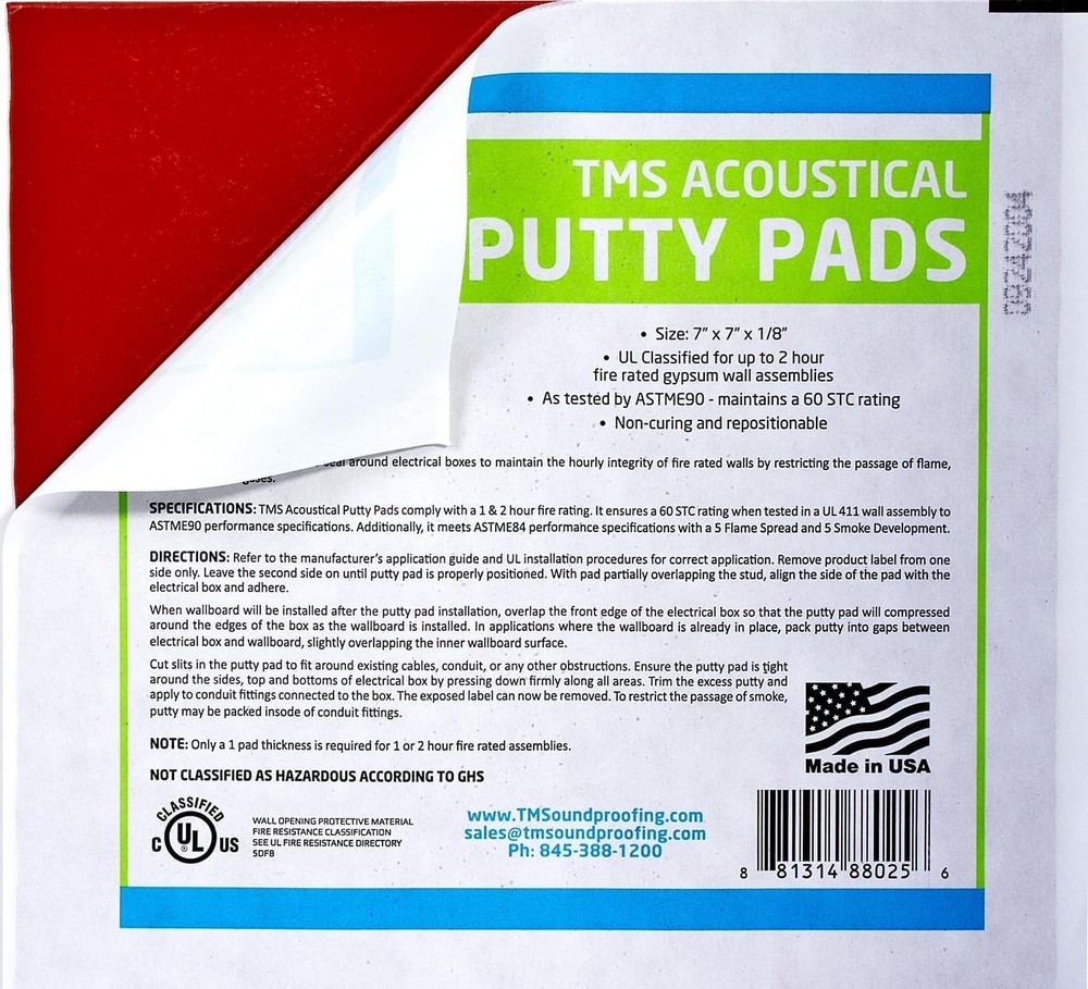Acoustical Putty Pads - Moldable Soundproofing Pad - Fire Stop for Red